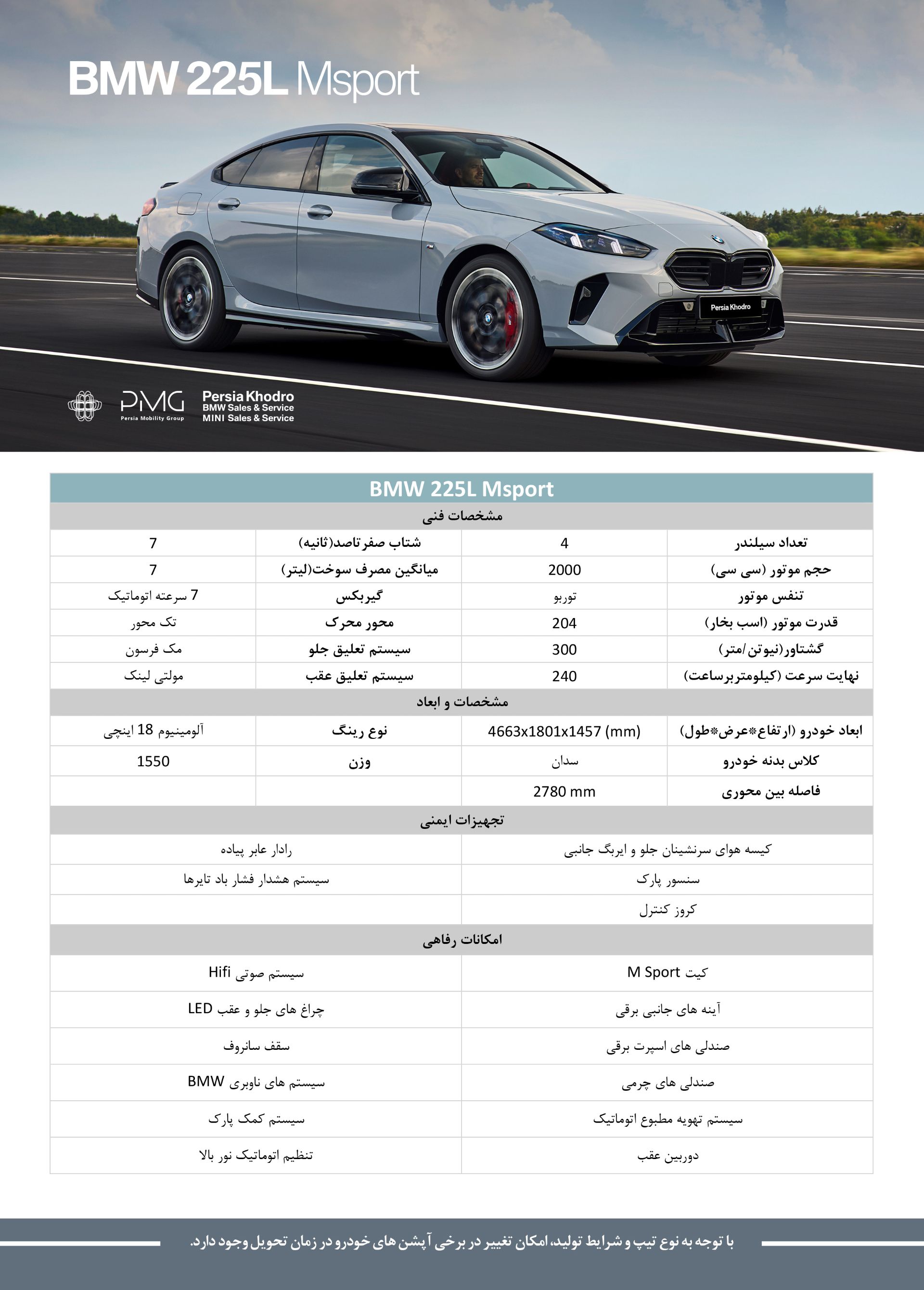 کاتالوگ ب ام و 225i وارداتی پرشیاخودرو