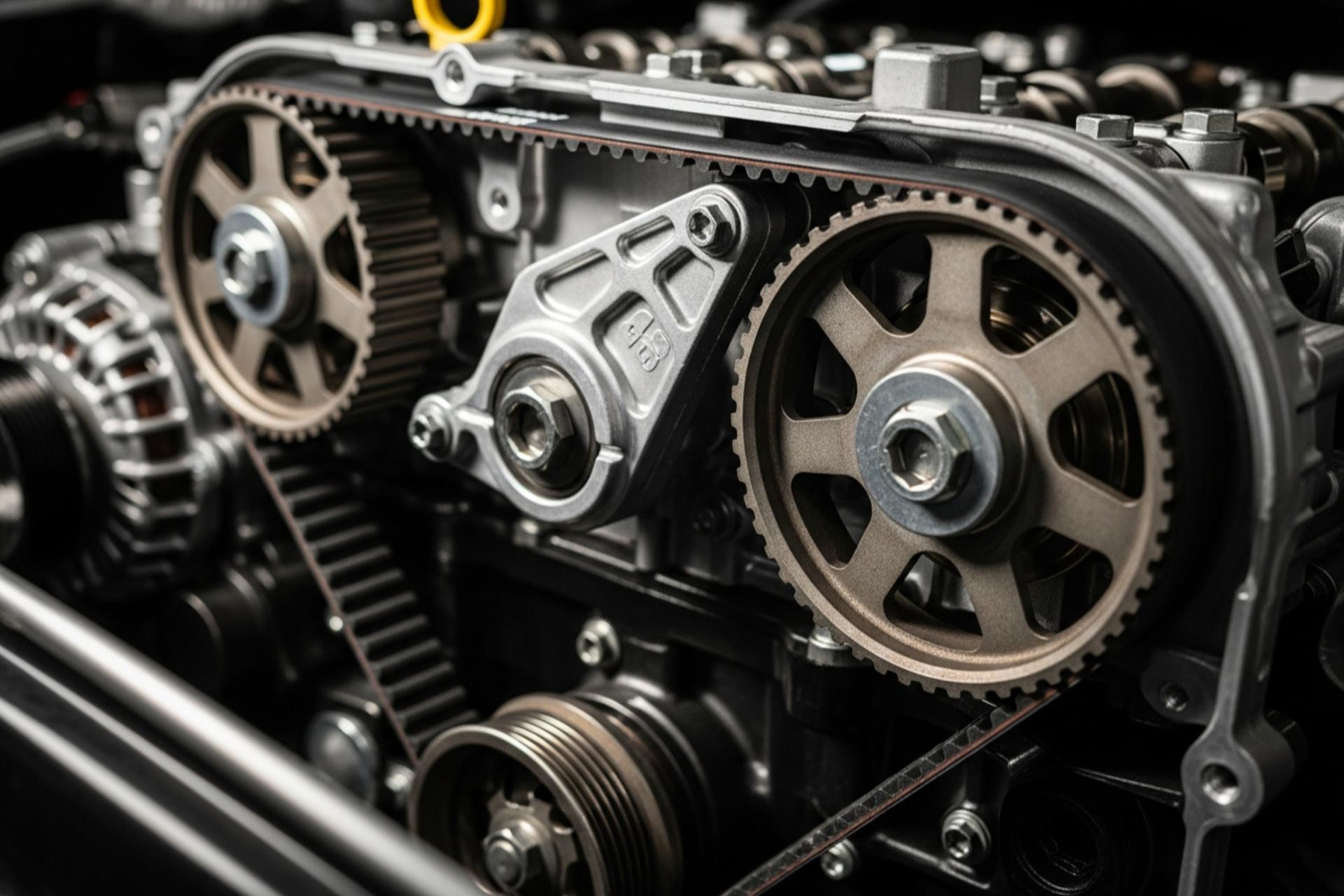 سفت کن و تسمه تایم در موتور خودروی در حال کار