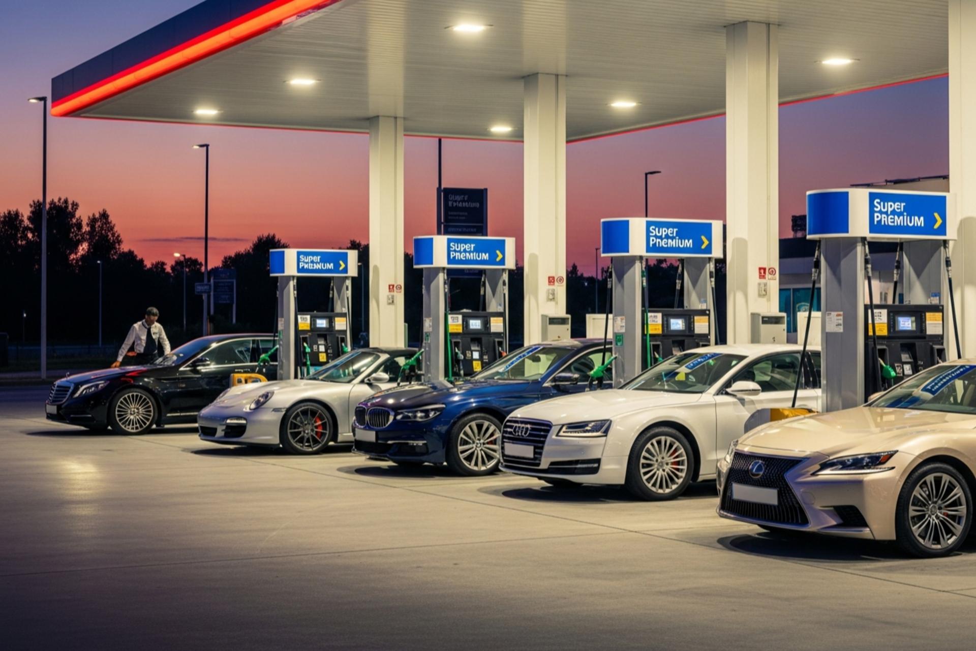 خودروی لوکس در حال زدن بنزین سوپر وارداتی