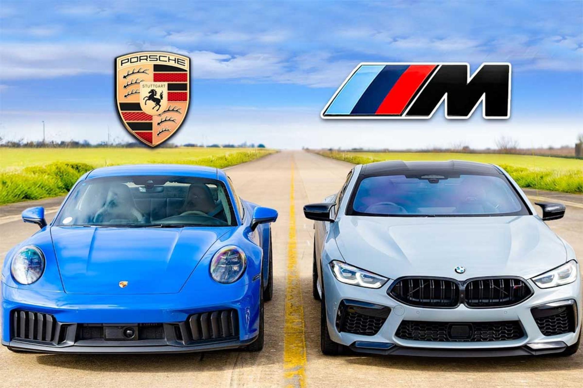 درگ بی‌ام‌و M8 و پورشه 911 GTS هیبرید