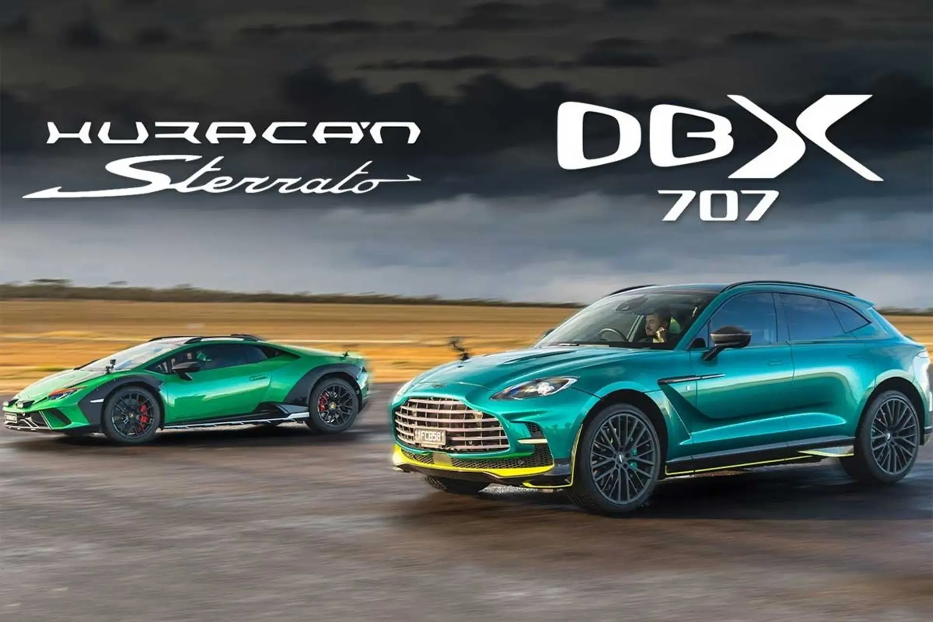 درگ آستون‌مارتین DBX707 و لامبورگینی هوراکان استراتو