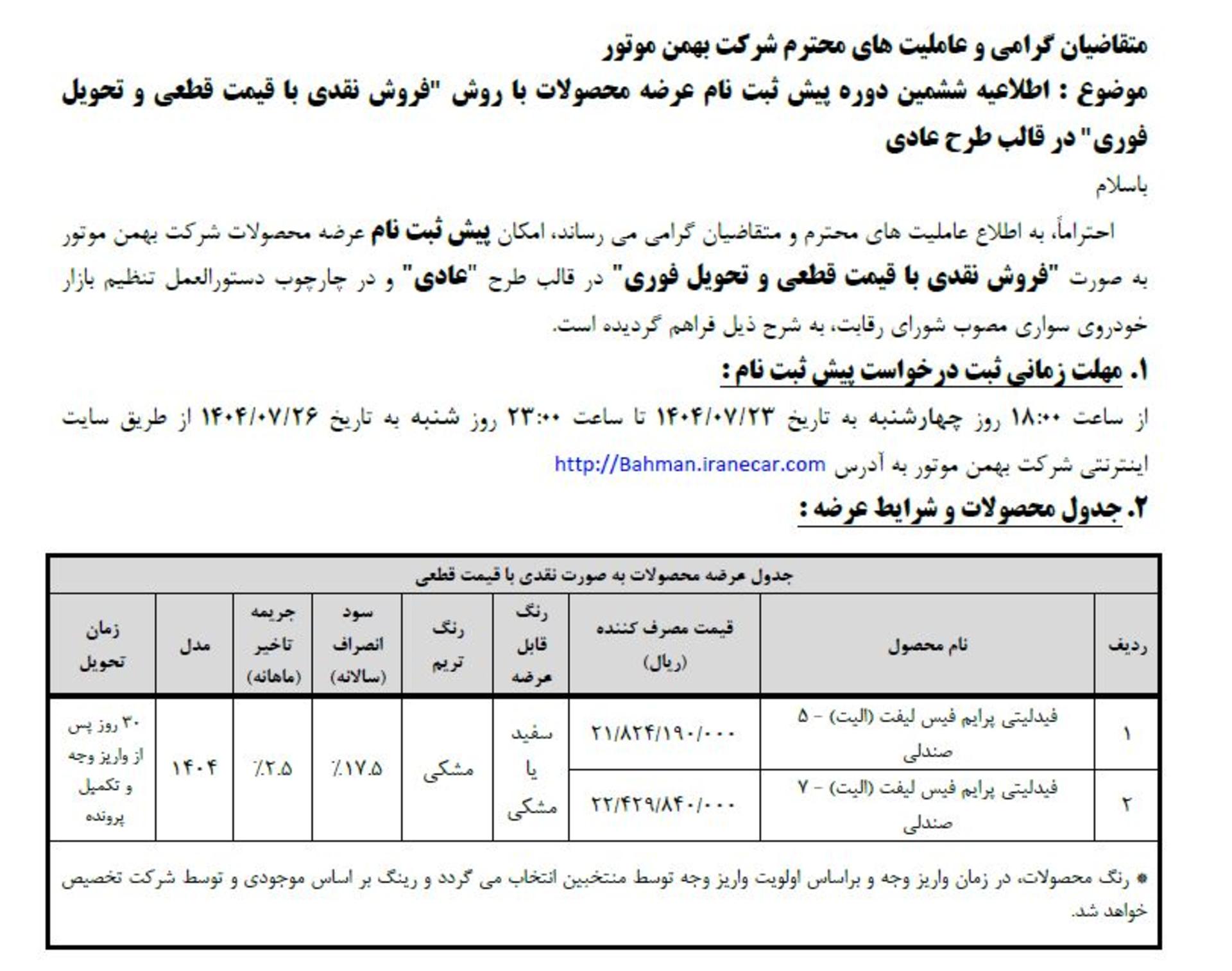 شرایط پیش ثبت نام فیدلیتی الیت ویژه طرح عادی مهر 1404