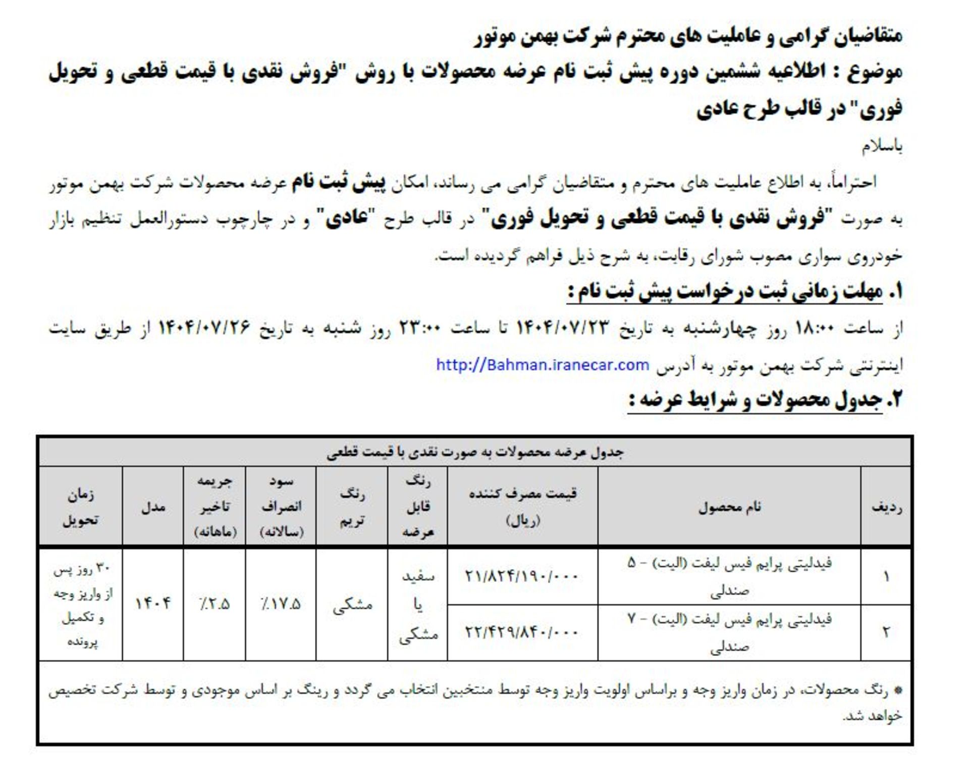 شرایط پیش ثبت نام فیدلیتی الیت ویژه طرح عادی مهر 1404