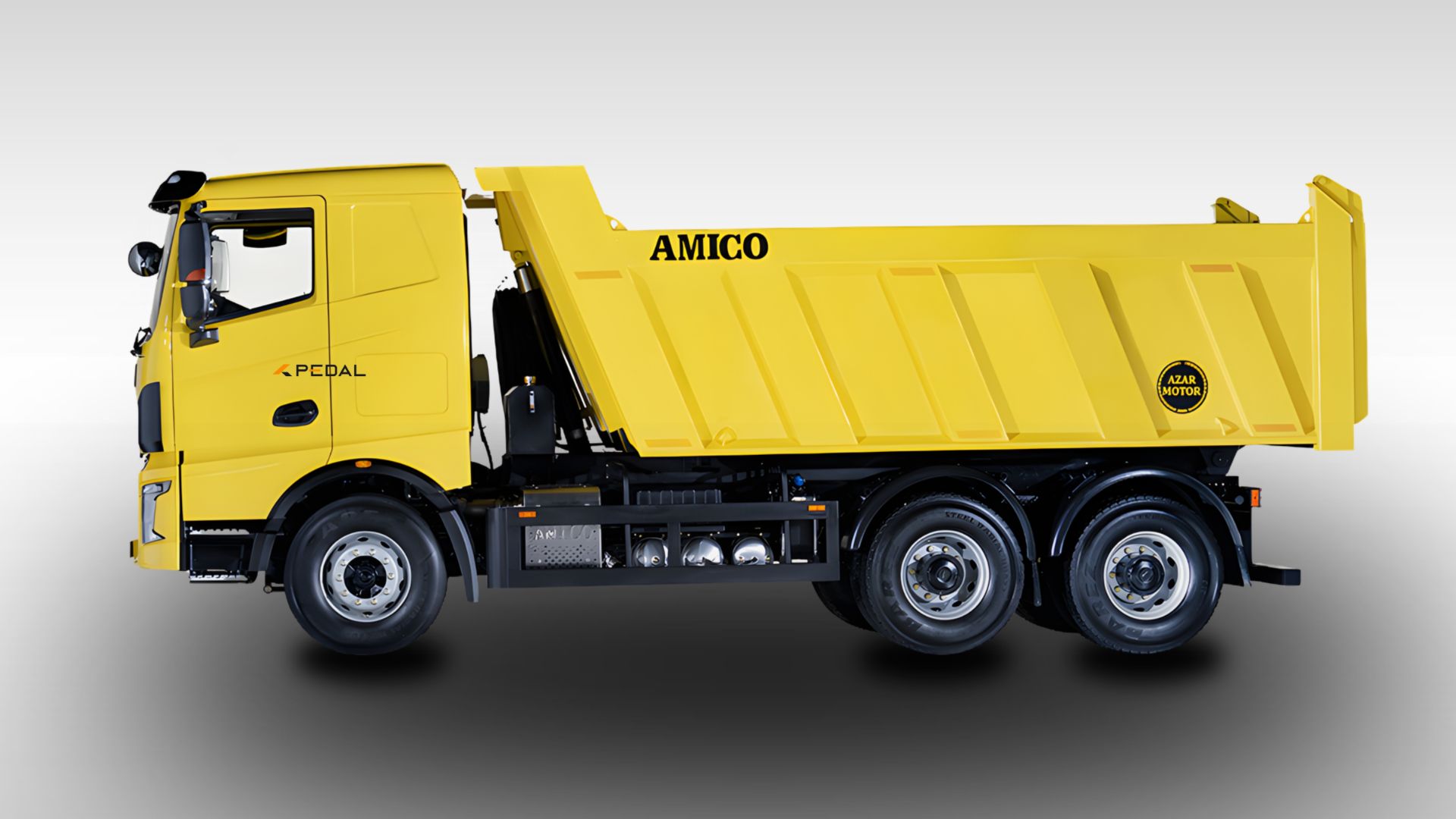 نمای جانبی کامیون کمپرسی آمیکو M2631D نیو