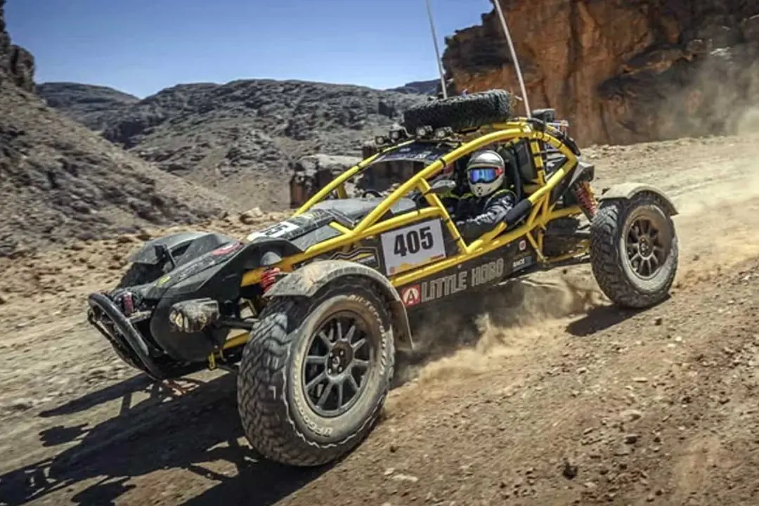 خودرو آفرود آریل نومد (Ariel Nomad) در حال حرکت در مسیر کوهستانی رالی مراکش