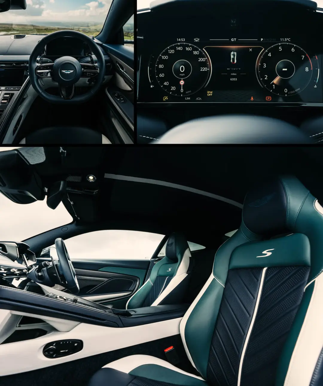 نمای داخلی و داشبورد خودروی لوکس استون مارتین (Aston Martin) DB12 S