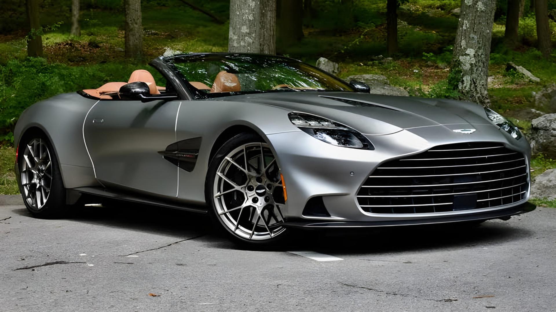 خودرو اسپرت استون مارتین (Aston Martin) با رنگ نقره‌ای مات در جاده