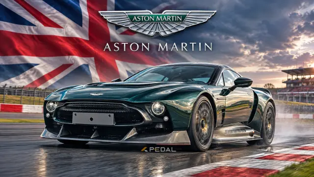 خودروی استون مارتین ویکتور (Aston Martin Valour) در حال حرکت در پیست مسابقه