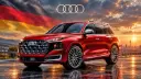 شاسی‌بلند قرمز رنگ آئودی (Audi) SQ9 مدل ۲۰۲۷ در فضای باز