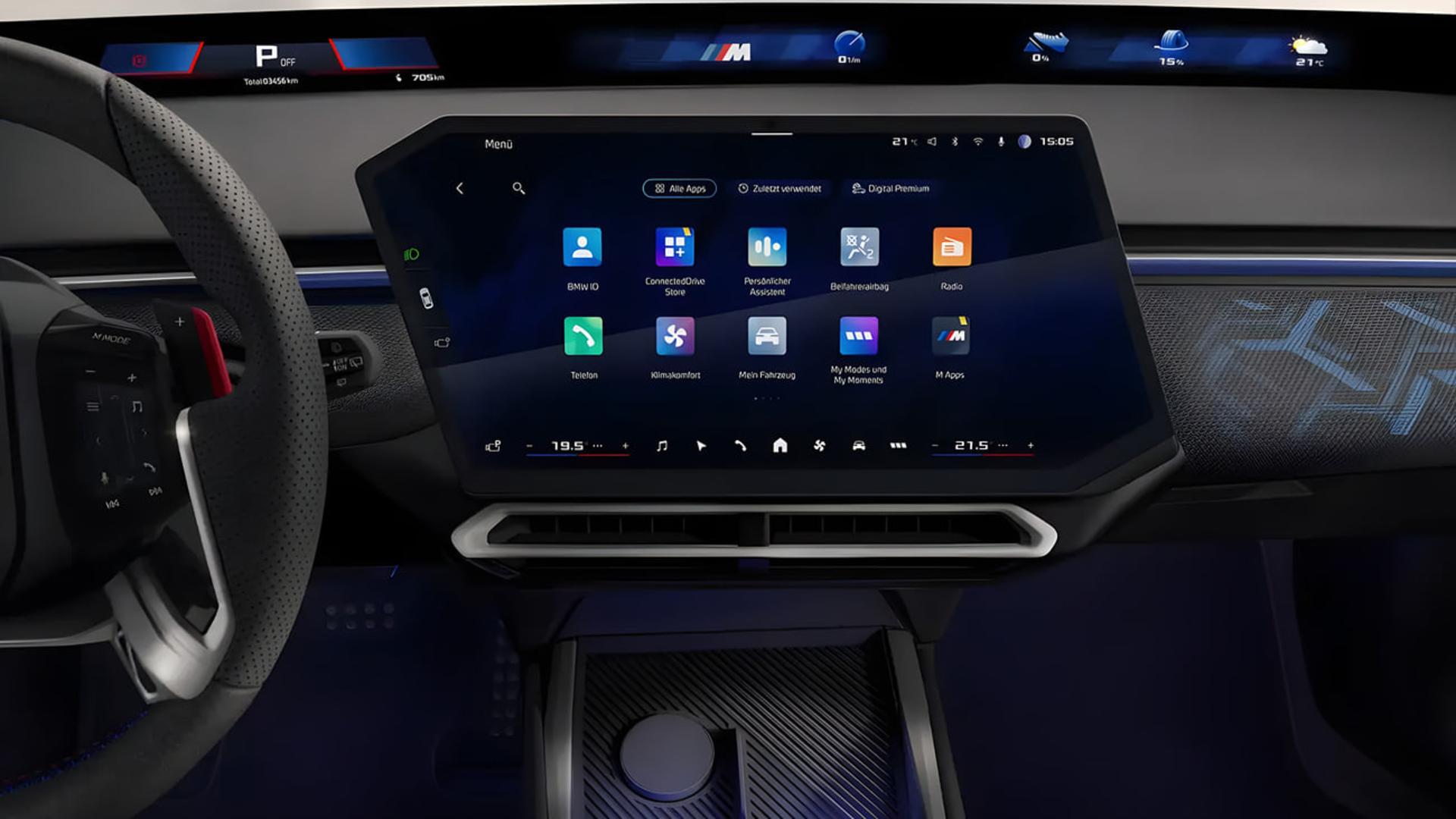 نمای داخلی و صفحه نمایش دیجیتال خودروی ب‌ام‌و (BMW) i3 M60
