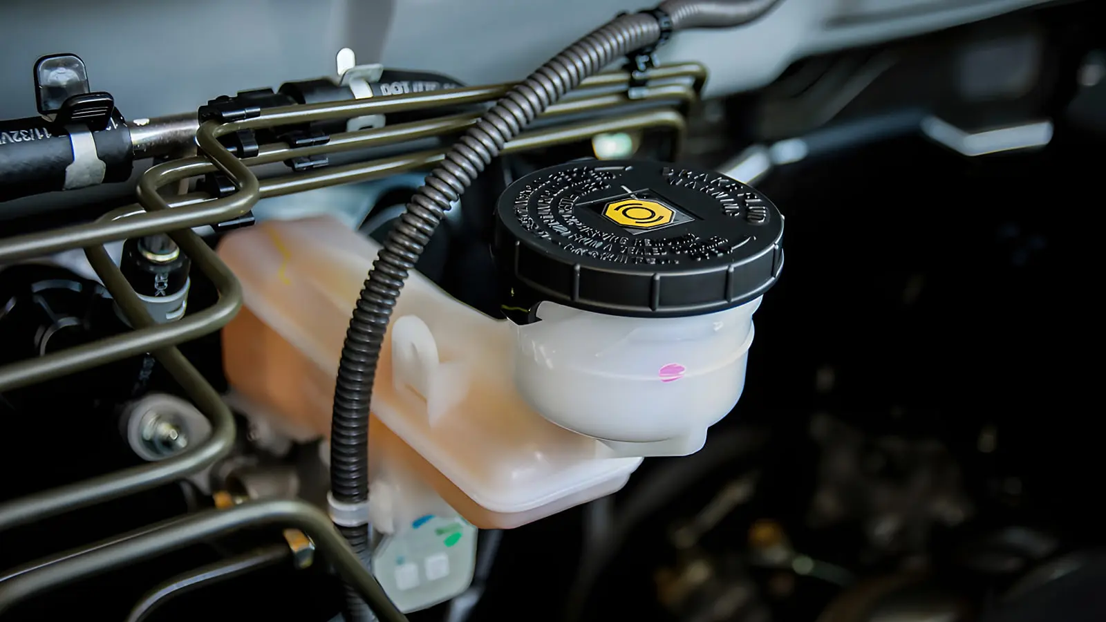 مخزن روغن ترمز (Brake Fluid Reservoir) در محفظه موتور خودرو