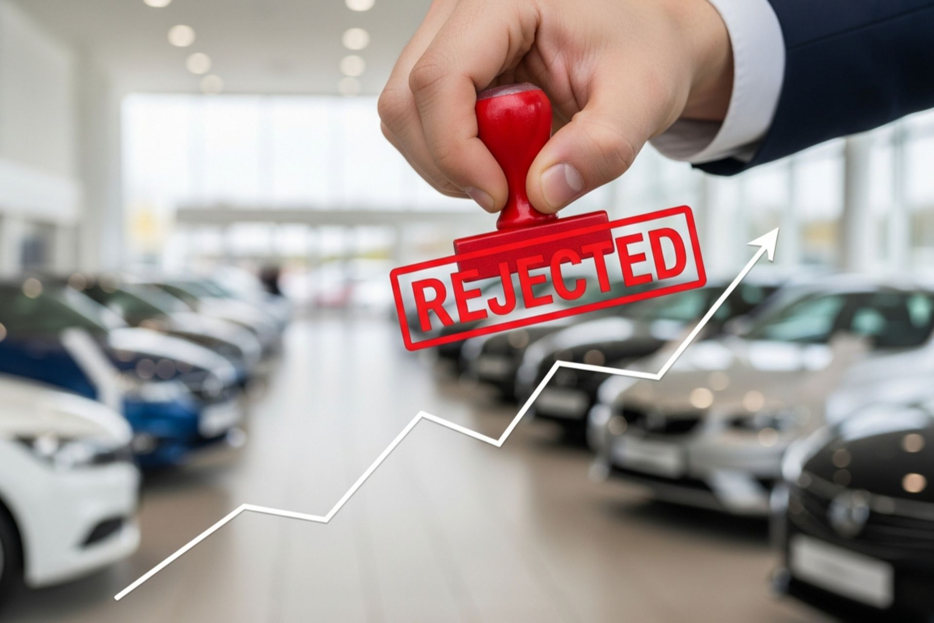 مهر قرمز رد درخواست بر روی نمودار قیمت خودرو