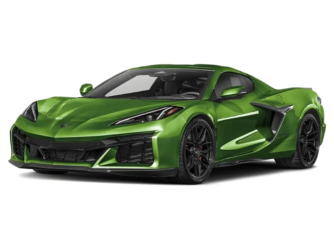 خودرو شورولت کوروت (Chevrolet Corvette) Z06 با رنگ سبز متالیک در نمای سه چهارم