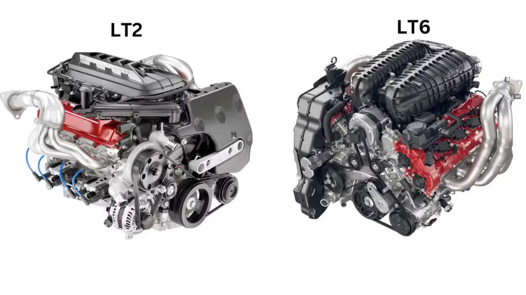 موتورهای V8 مدل LT2 و LT6 شورولت کوروت (Chevrolet Corvette) در کنار هم