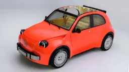 خودروی نارنجی رنگ سیتروئن (Citroën 2CV) با پیشرانه‌ی الکتریکی و سقف شیشه‌ای