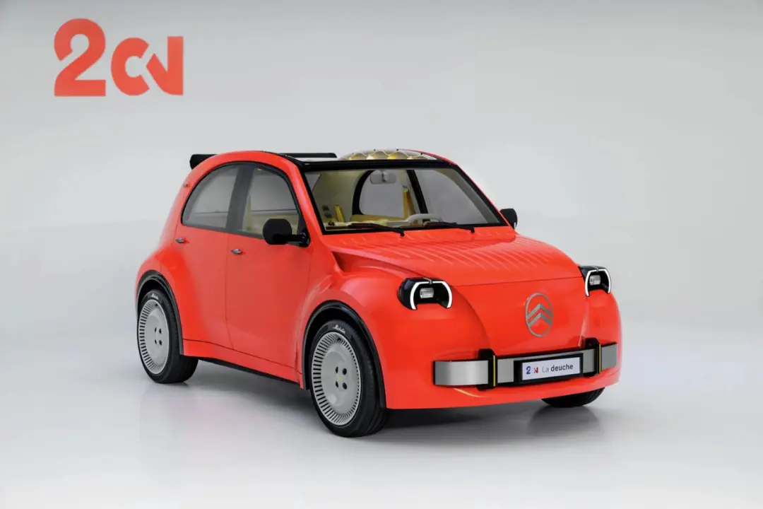 خودروی کلاسیک سیتروئن (Citroën) 2CV با طراحی مدرن و رنگ قرمز