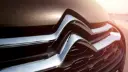 لوگوی کروم نشان سیتروئن (Citroën) روی جلوی خودروی قهوه‌ای رنگ