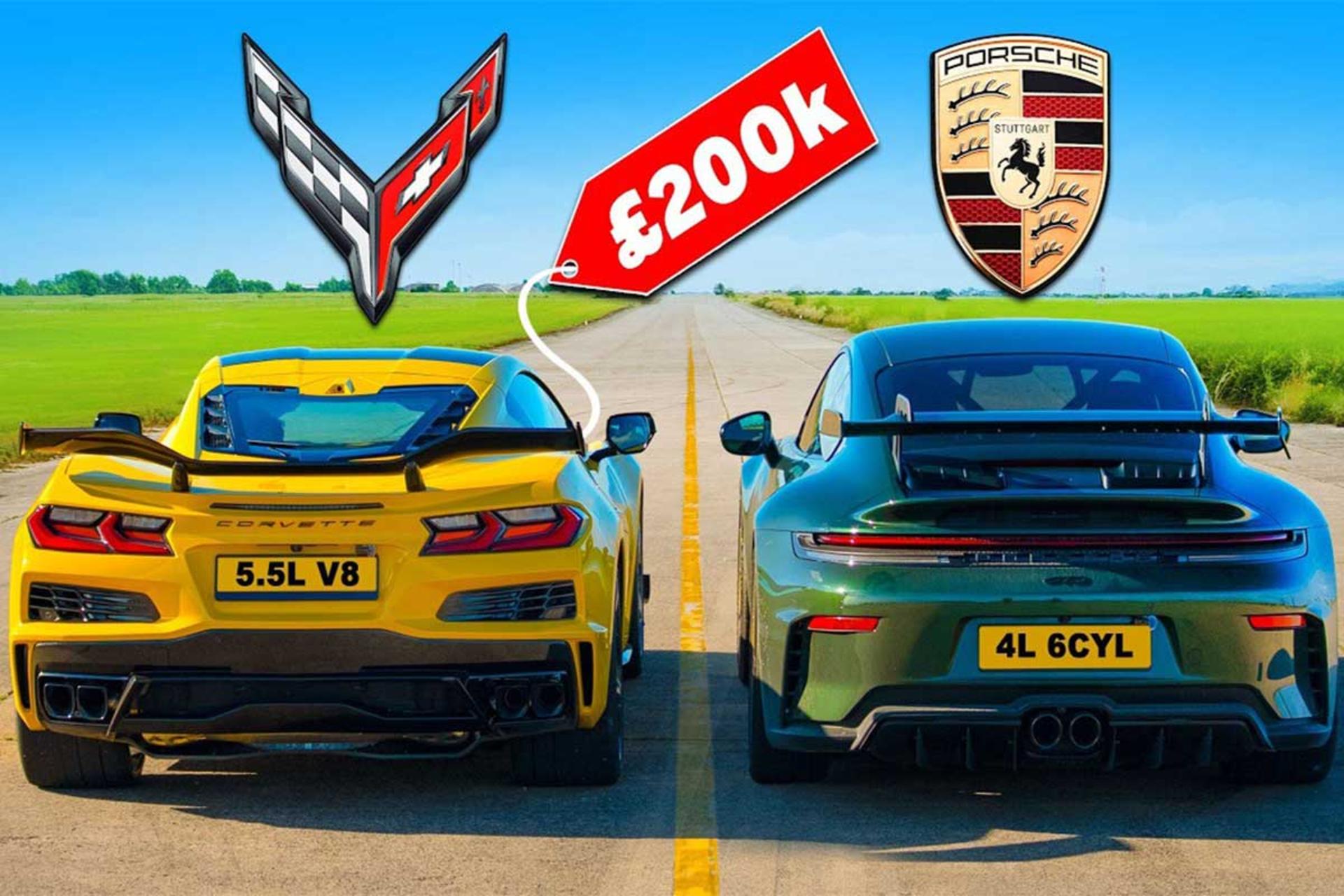 درگ کوروت Z06 و پورشه 911 GT3