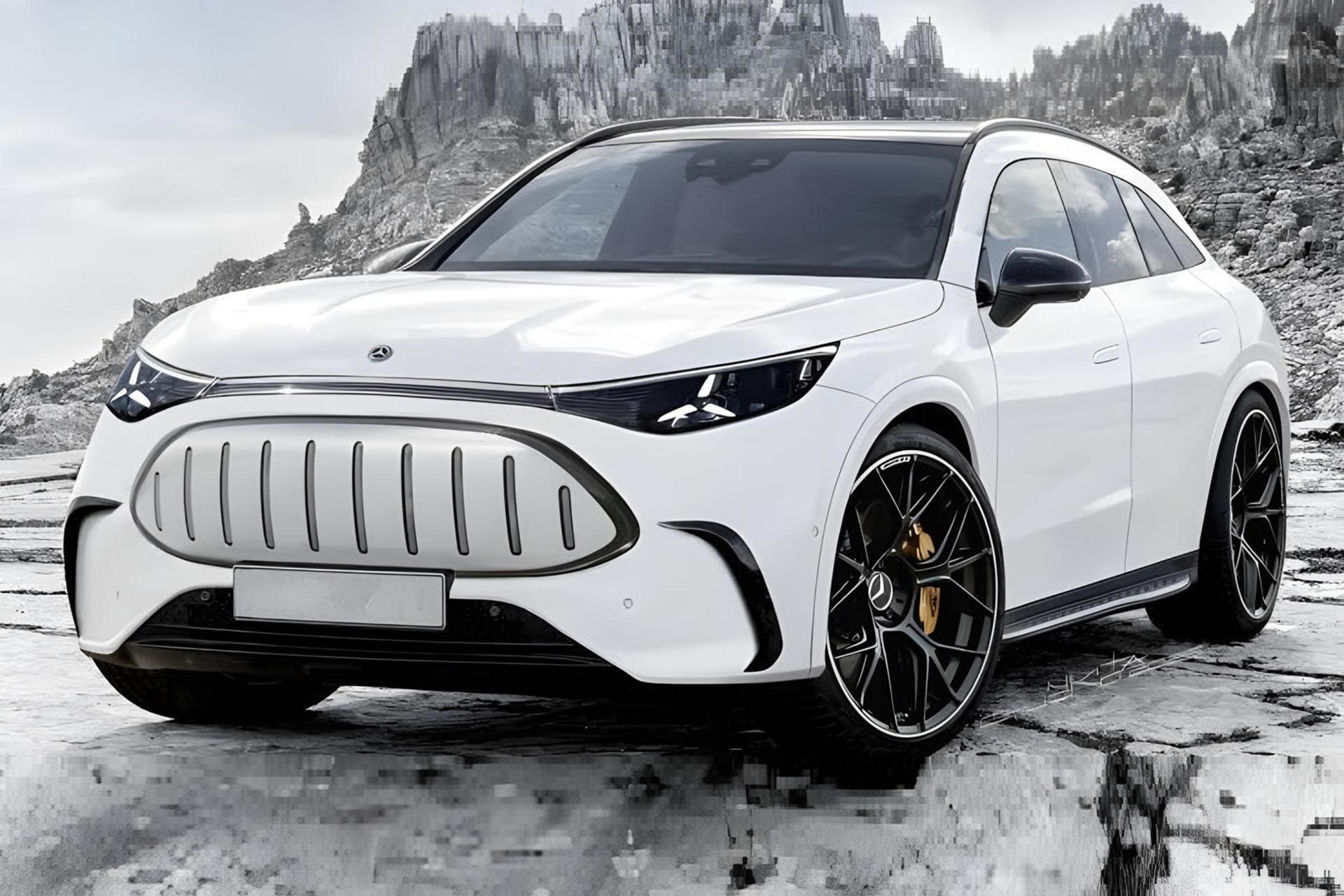 شاسی‌بلند برقی مرسدس (Mercedes-AMG) سفید رنگ در محیط کویری
