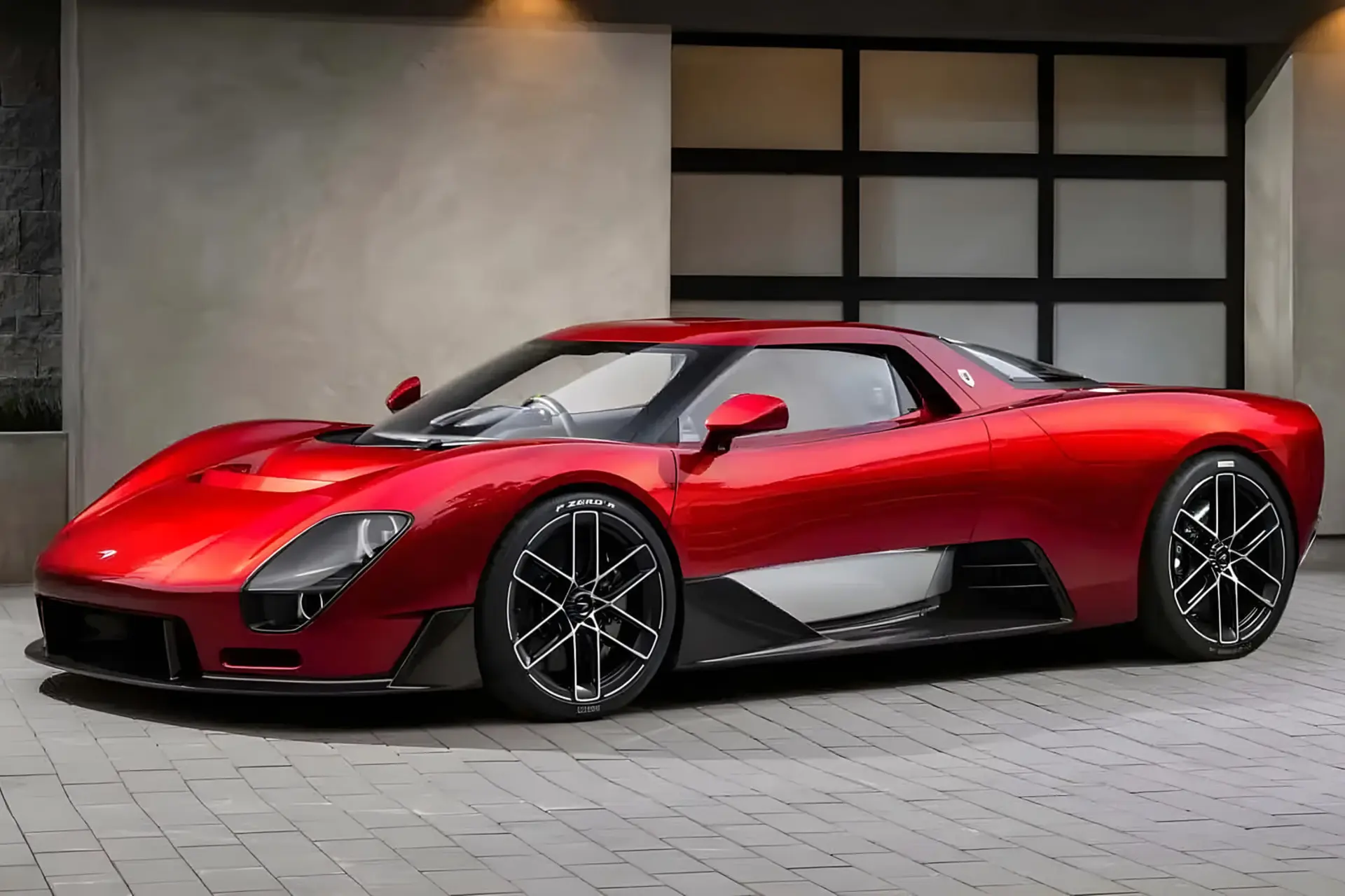 خودرو سوپراسپرت مک‌لارن (McLaren) McL 6GT با رنگ قرمز در فضای باز