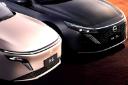 نمای جلوی دو خودروی نیسان (Nissan) مدل N6 و Terra در فضای باز