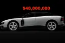 خودروی سفید فراری (Ferrari) در مقابل پس‌زمینه‌ای سیاه با عدد ۴۰ میلیون دلار