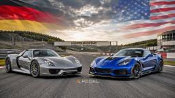 خودروهای پورشه ۹۱۸ (Porsche 918 Spyder) و شورولت کوروت ZR1X در پیست نوربرگرینگ