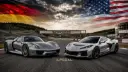 خودروهای پورشه 918 (Porsche 918 Spyder) و شورولت کوروت (Chevrolet Corvette) در پیست نوربرگ‌رینگ