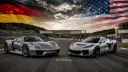 خودروهای پورشه 918 (Porsche 918 Spyder) و شورولت کوروت (Chevrolet Corvette) در پیست نوربرگ‌رینگ