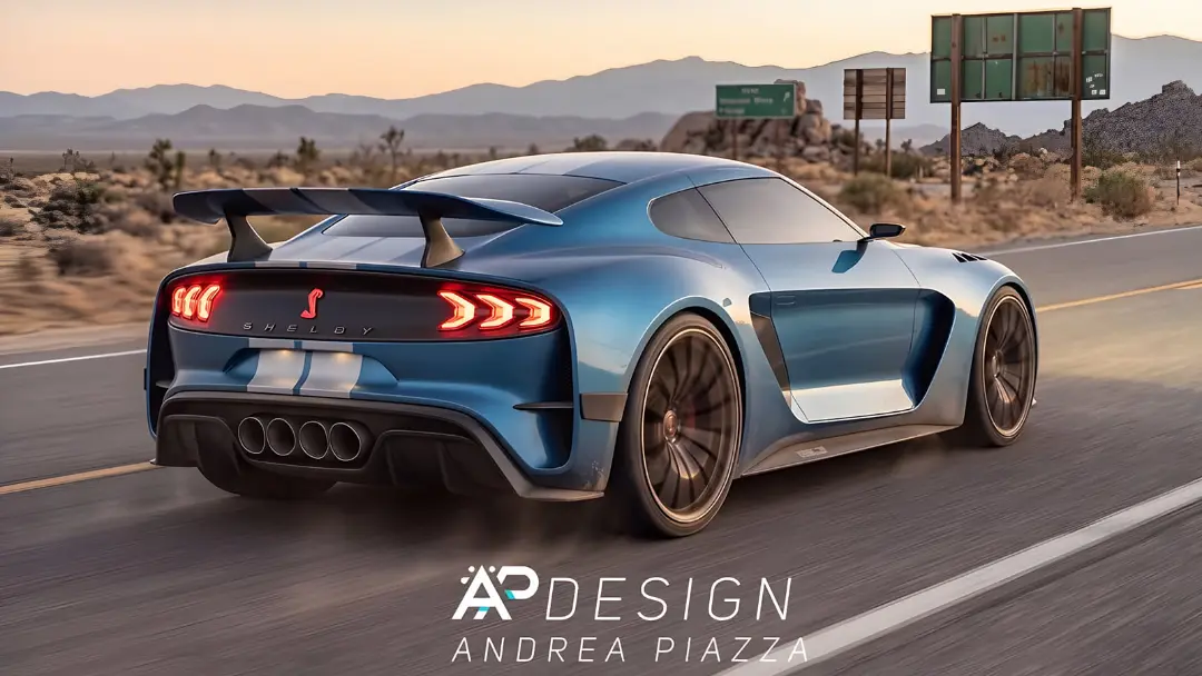 خودروی شلبی کبرا (Shelby Cobra) با طراحی مدرن در حال حرکت در جاده