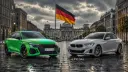 خودروهای آئودی RS3 (Audi RS3) سبز و بی‌ام‌و M240i نقره‌ای در خیابان آلمان