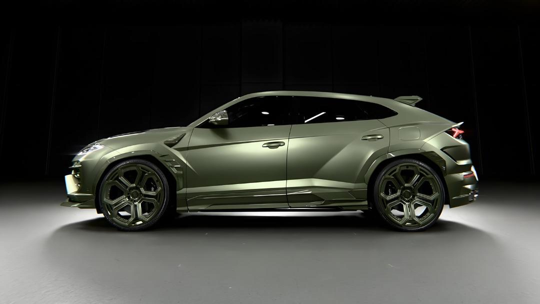 خودرو لامبورگینی اوروس SE (Lamborghini Urus SE) با بدنه مات سبز و پکیج بدنه لارته دیزاین