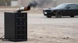 خروجی دود از سرور دیتاسنتر در کنار خودروی بنزینی