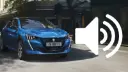 خودروی برقی پژو (Peugeot) در حال حرکت در خیابان با آیکون بلندگو