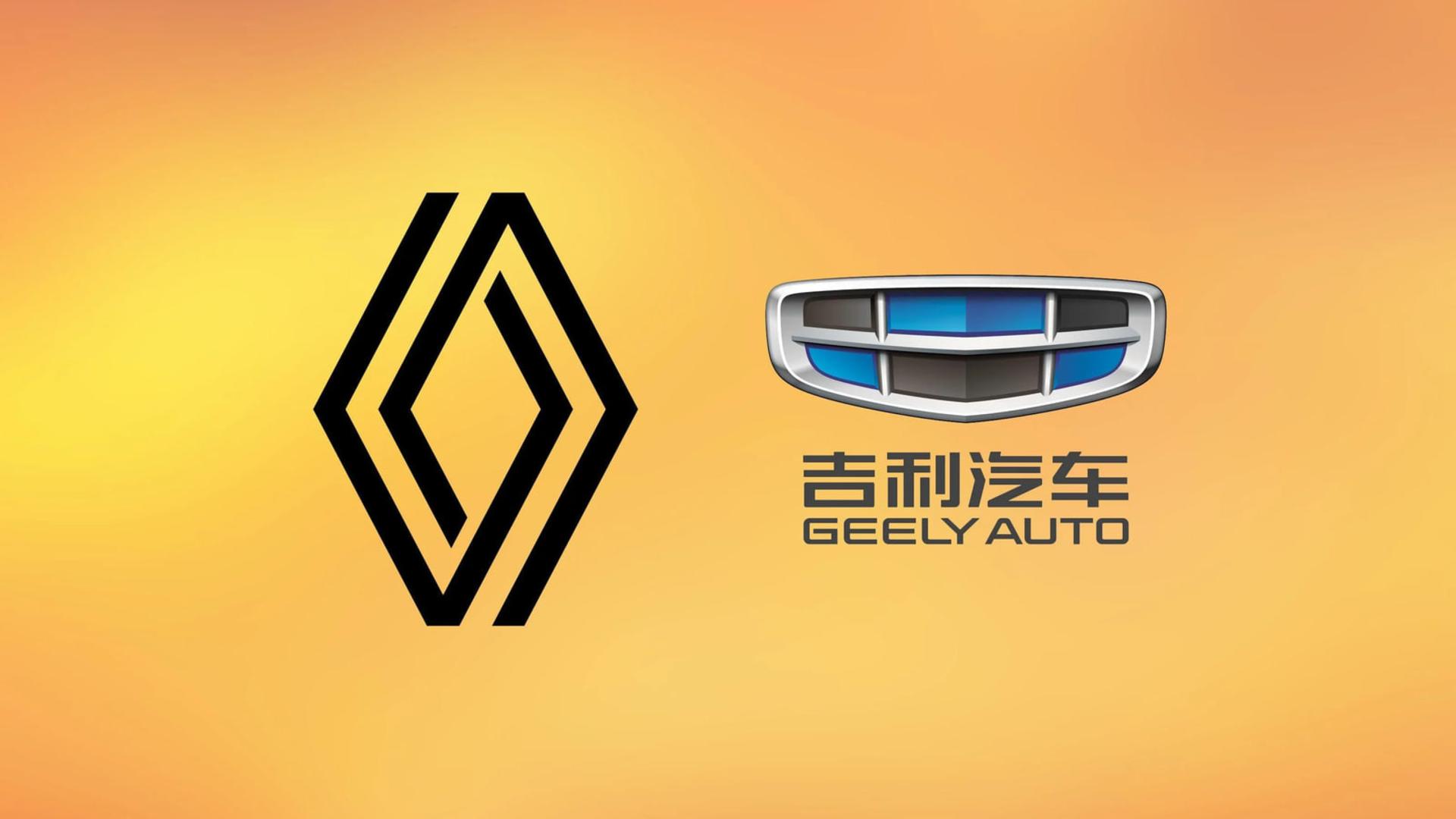 نمادهای رسمی شرکت جیلی (Geely) و رنو (Renault) در کنار هم
