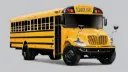 اتوبوس زرد مدرسه (School Bus) با بدنه کلاسیک در مقابل پس‌زمینه ساده