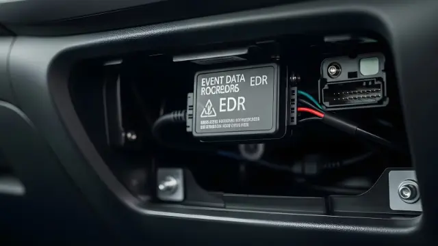 ماژول جعبه سیاه خودرو (EDR) در بخش داخلی داشبورد خودرو