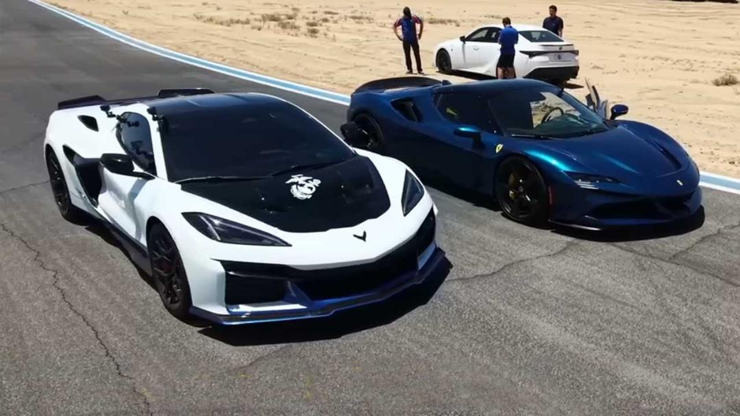 درگ کوروت ZR1X و فراری SF90