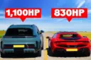 مقایسه قدرت پورشه کاین توربو الکتریک (Porsche Cayenne Turbo) و فراری ۲۹۶ در پیست درگ