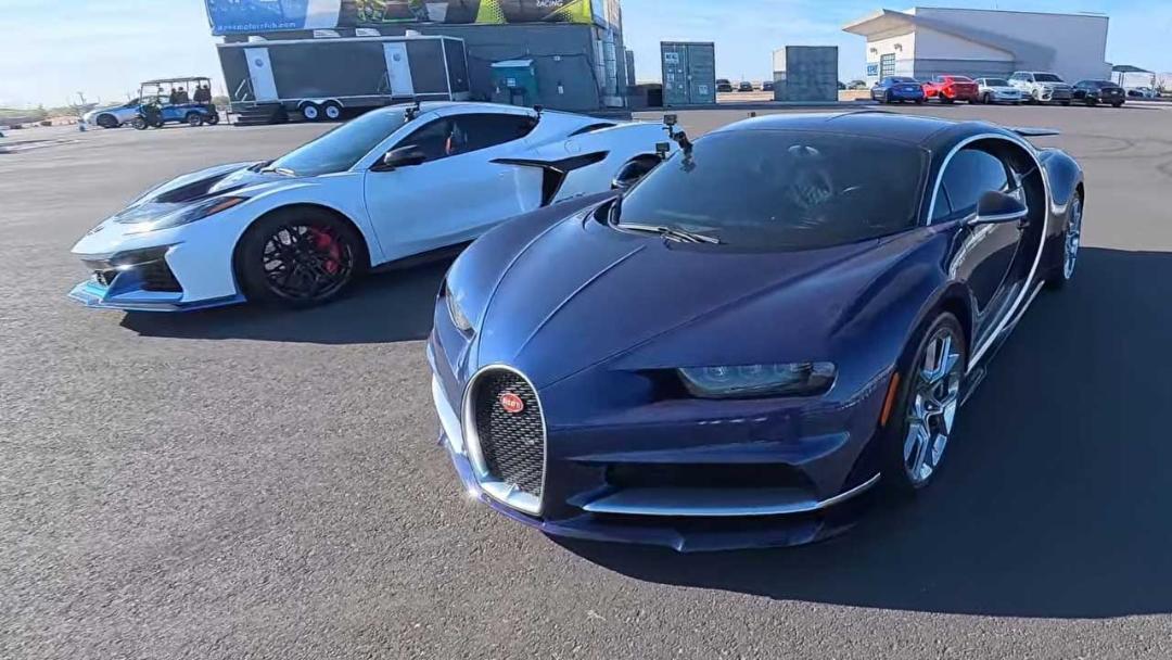 درگ کوروت ZR1X و بوگاتی شیرون 