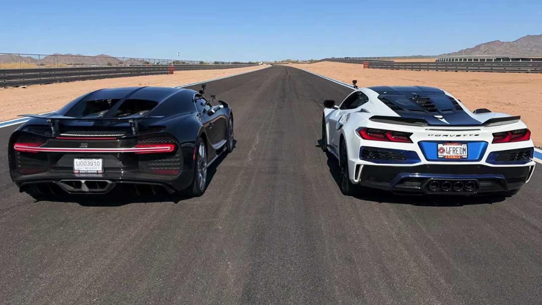درگ کوروت ZR1X و بوگاتی شیرون 
