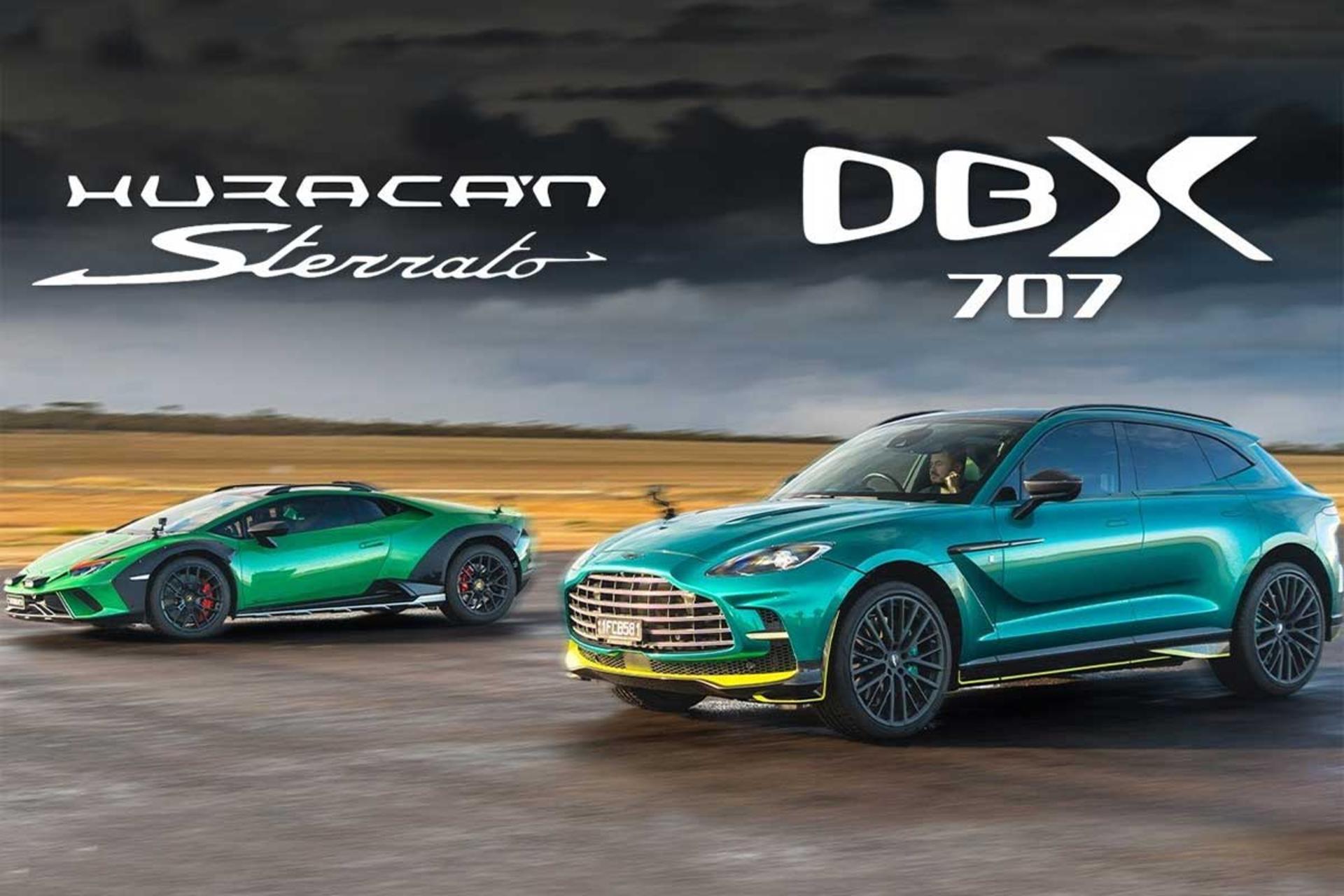 درگ آستون‌مارتین DBX707 و لامبورگینی هوراکان استراتو
