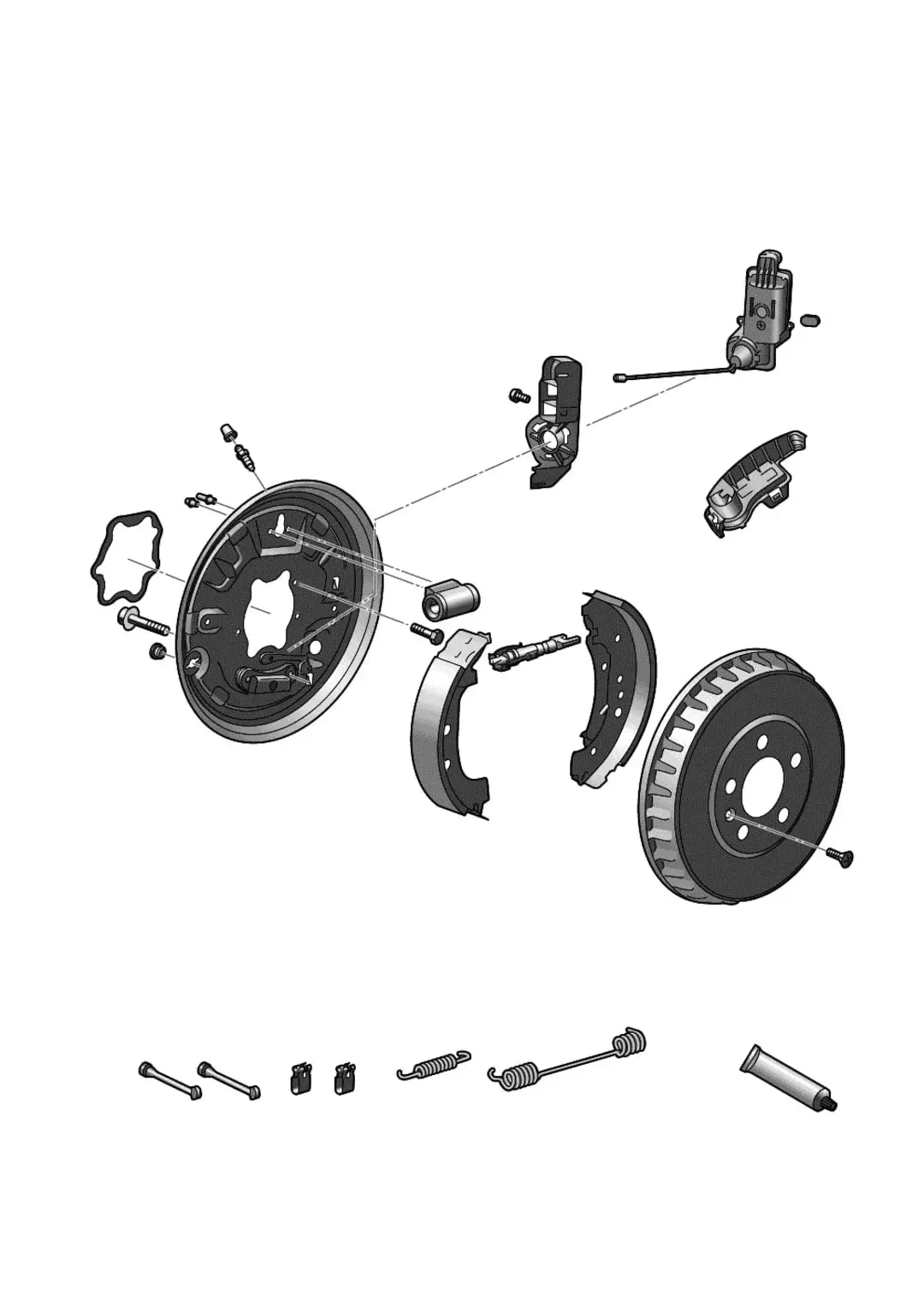 قطعات و اجزای تشکیل‌دهنده سیستم ترمز کاسه‌ای (Drum Brake) خودروی فولکس ID