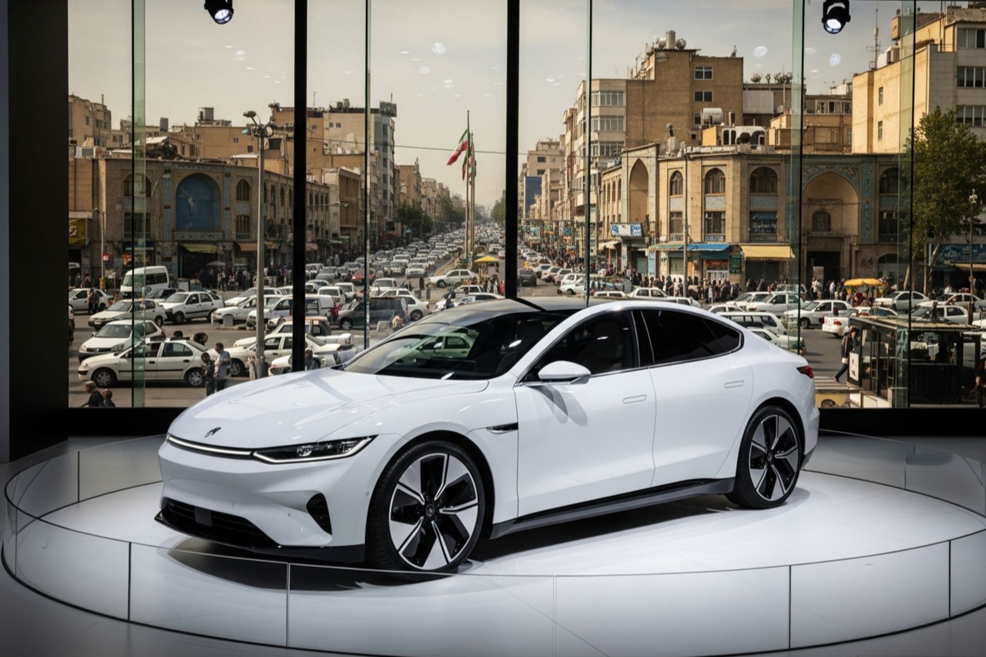 خودروی برقی جدید در سالن نمایشگاه خودرو