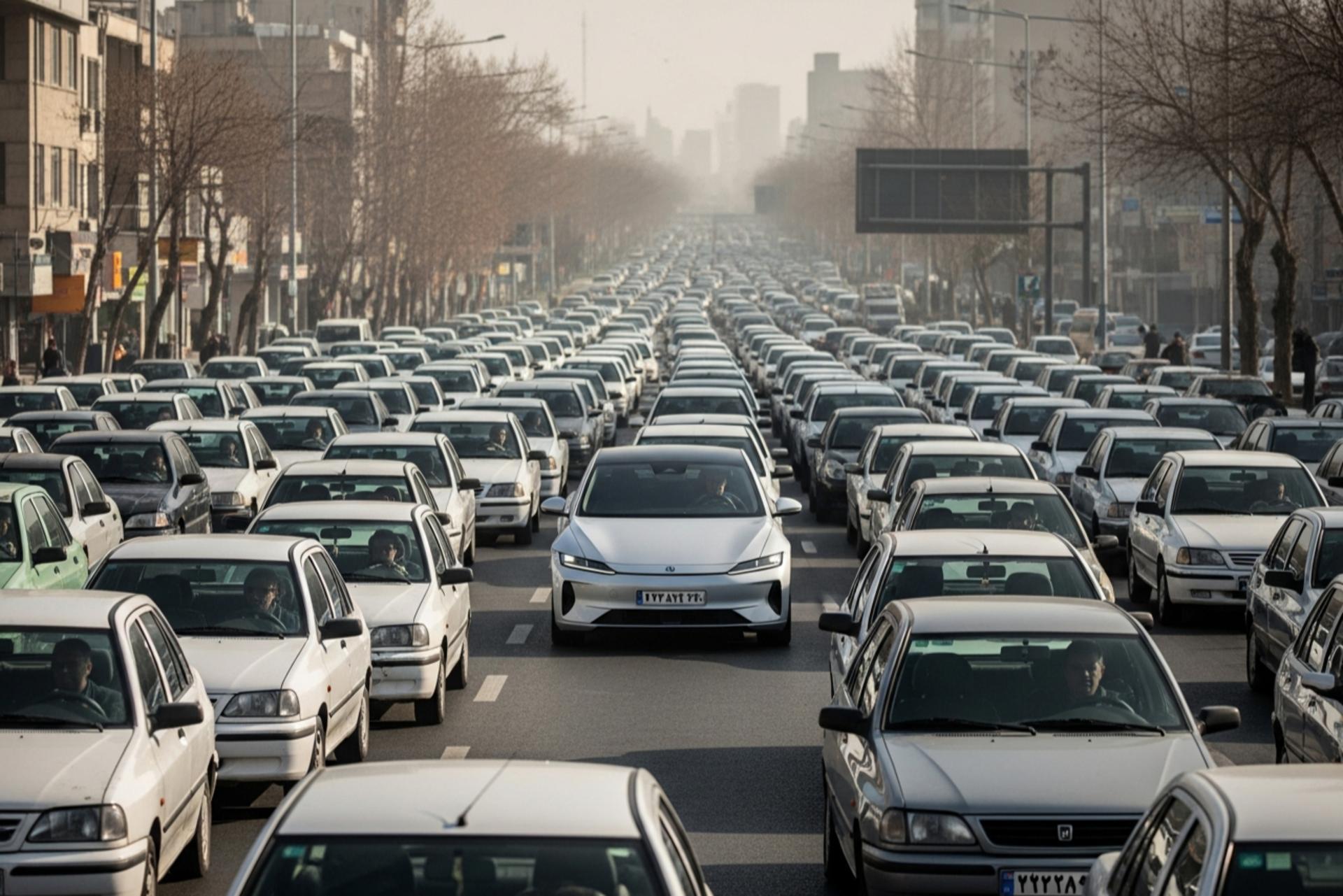 خودروی برقی در ایستگاه شارژ غیرفعال و هوای آلوده