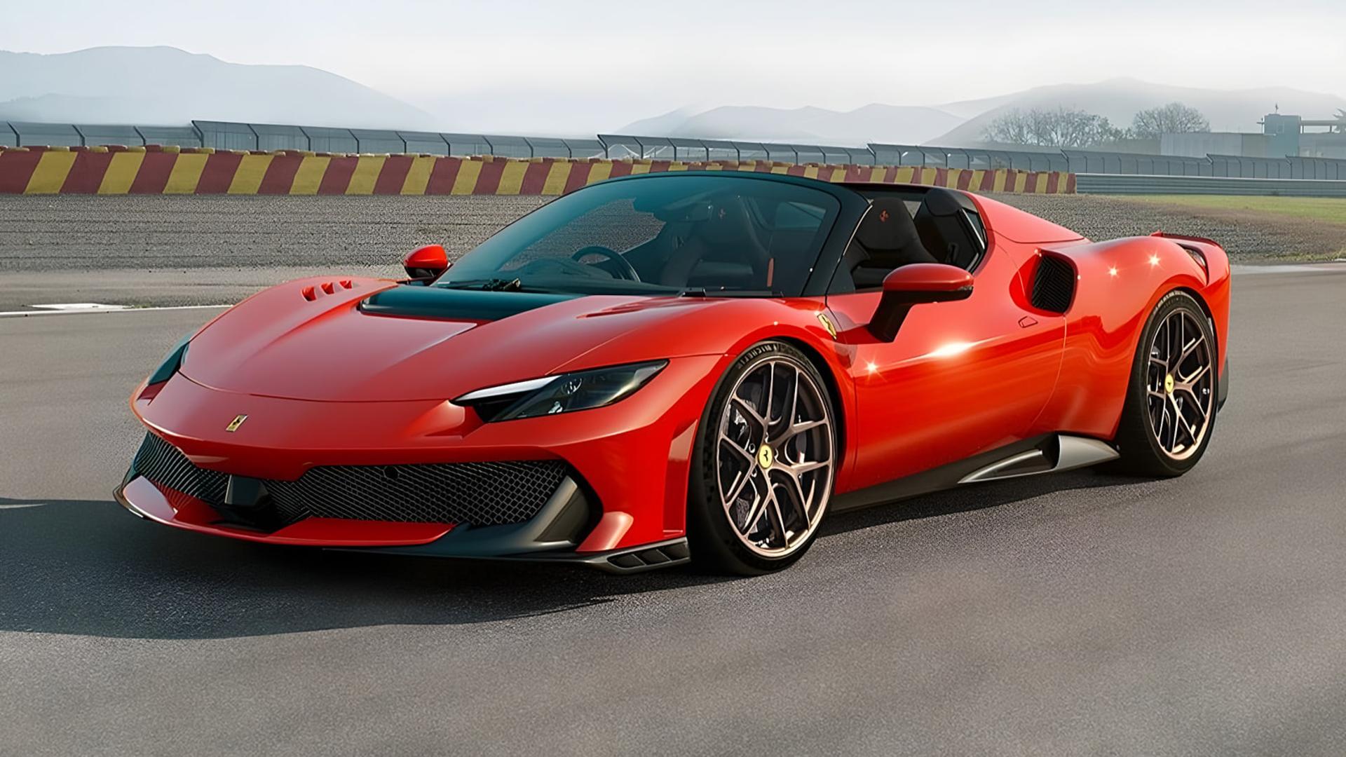 خودرو قرمز فراری 296 اسپشاله اپرتا (Ferrari 296 Speciale Aperta) در پیست مسابقه