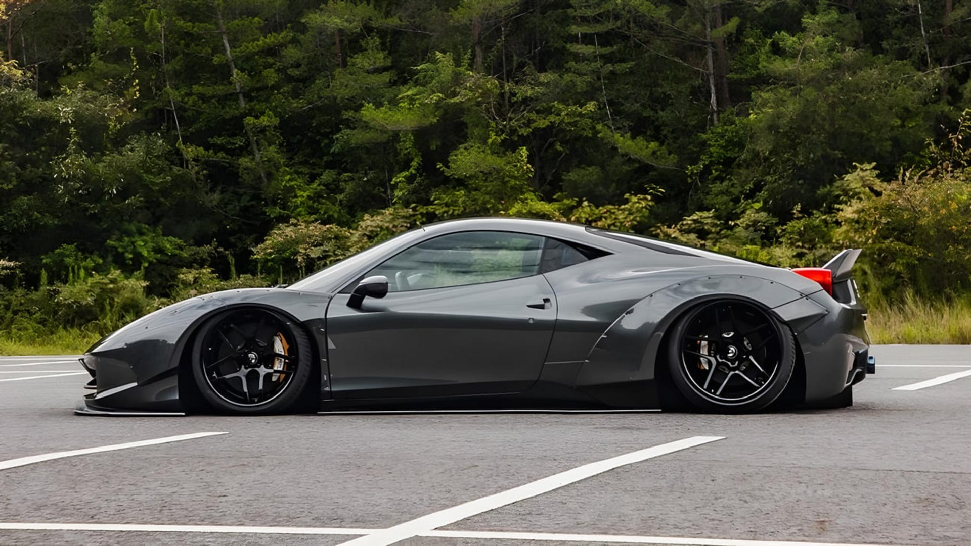 خودروی فراری 458 (Ferrari 458) با کیتبدنهی عریض لیبرتی واک در جاده