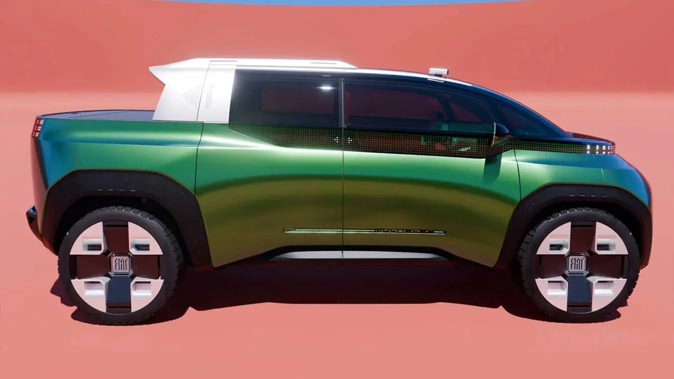 خودرو مفهومی فیات مالتی‌پلا (Fiat Multipla) با بدنه سبز و طراحی چندمنظوره