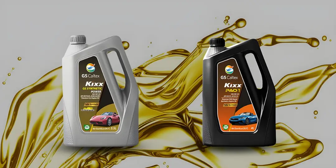 بطری‌های روغن موتور GS Caltex Kixx مدل G1 Synthetic و PAO 1