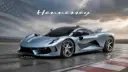 ابرخودرو هنسی بلک برد (Hennessey Venom F5) با بدنه آبی متالیک در پیست مسابقه